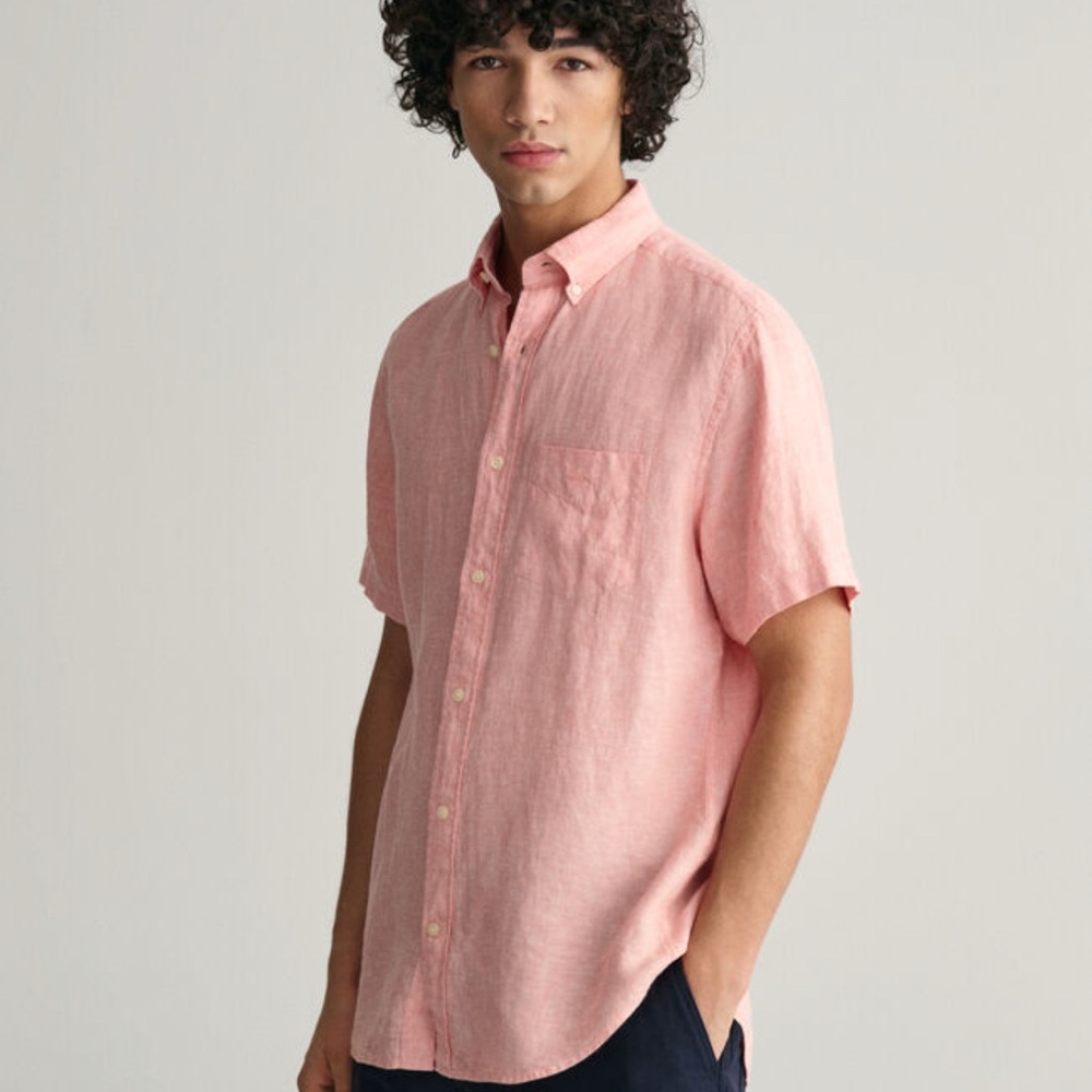 🆕 NWT Raffi 100% Linen Pink Casual Button Down Shirt Size XL